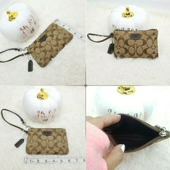 Coach Wristlet Monogram Tan and Brown - Picture 6 of 8